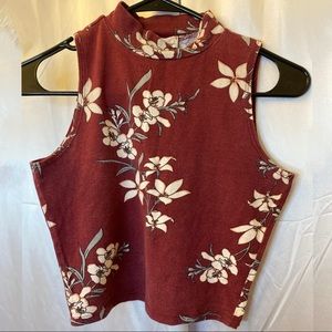 Floral Red Crop Top